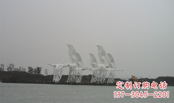 金华不锈钢白鹭动物雕塑美丽的艺术作品
