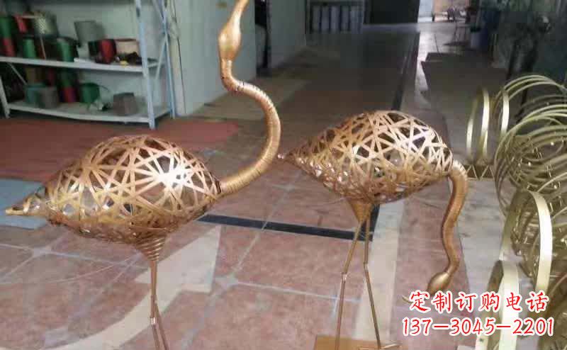 金华不锈钢编制动物仙鹤雕塑