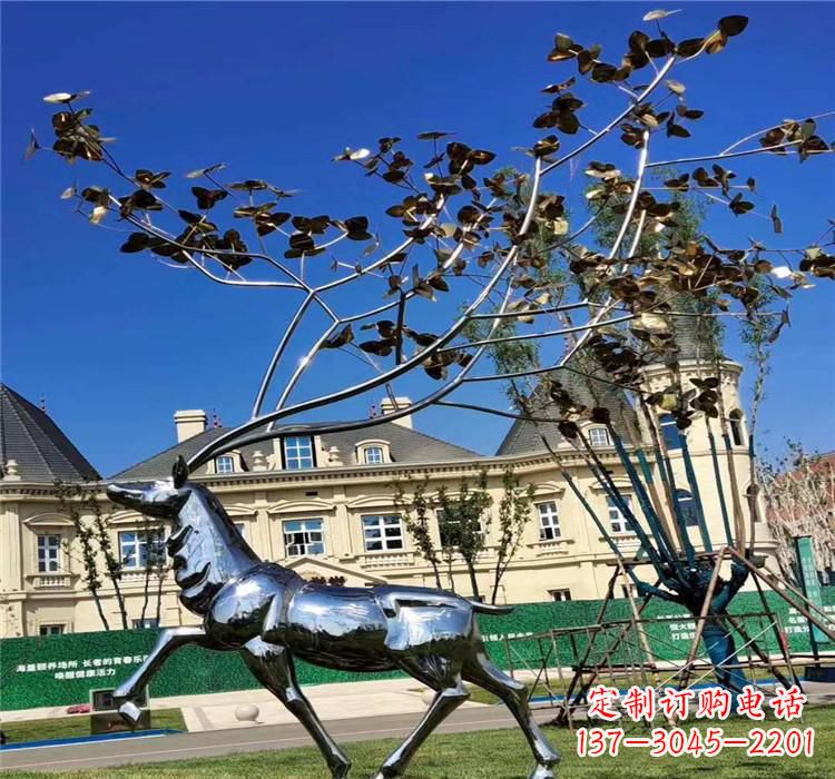 金华不锈钢梅花鹿雕塑精美而又经久不衰