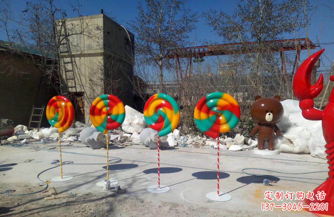 金华不锈钢彩绘棒棒糖景观雕塑
