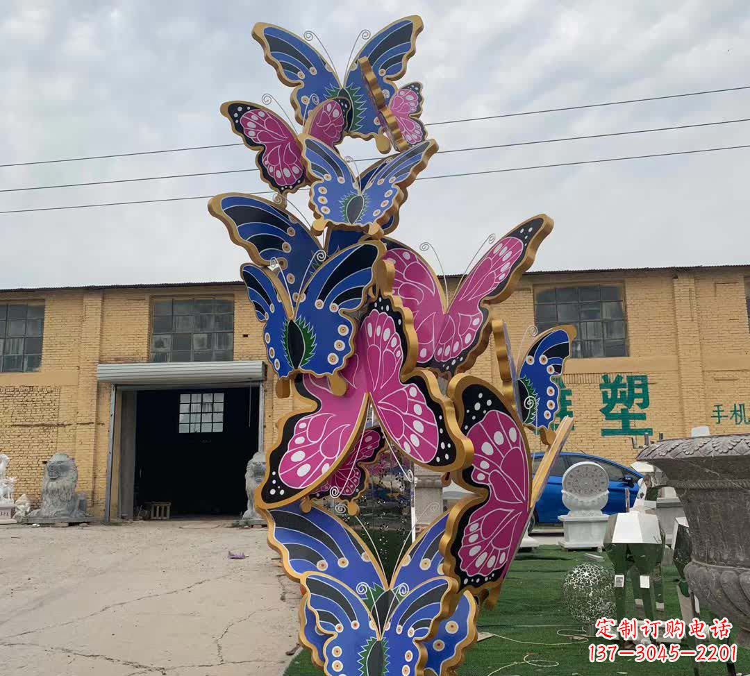 金华不锈钢彩绘蝴蝶雕塑精美绝伦