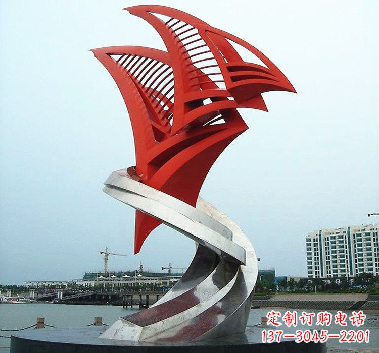金华不锈钢彩色帆船雕塑
