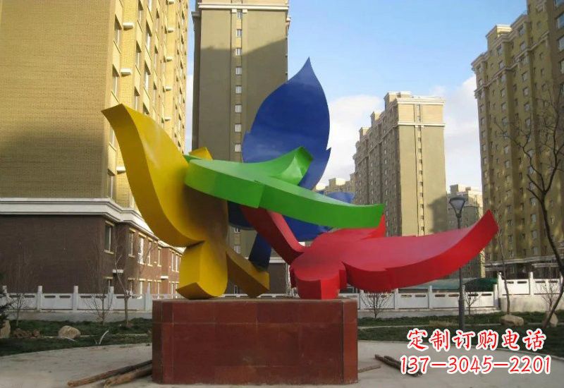 金华不锈钢彩色树叶雕塑