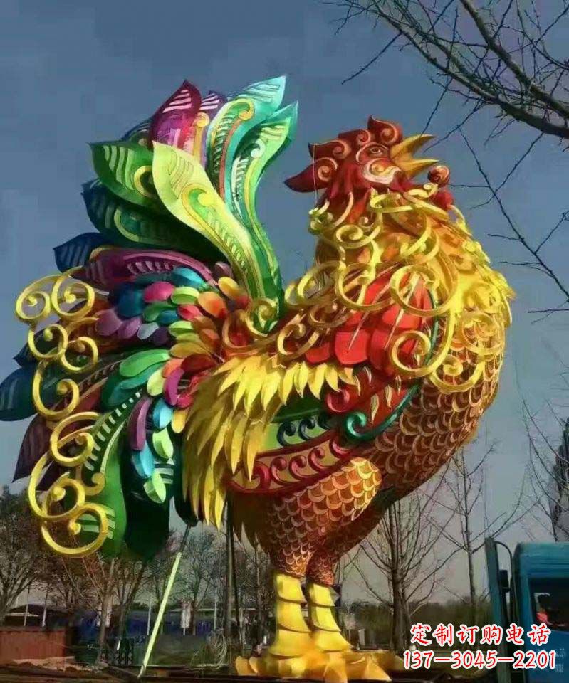 金华不锈钢彩色公鸡雕塑——精美绝伦