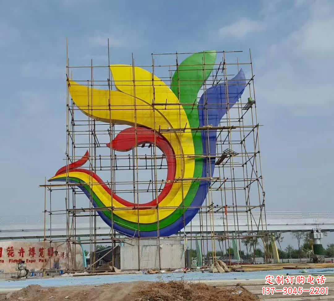 金华不锈钢彩色凤凰雕塑传承文化,融合美感