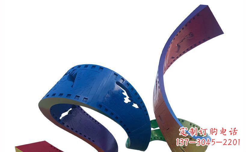 金华不锈钢彩色胶卷公园雕塑精美的艺术珍品