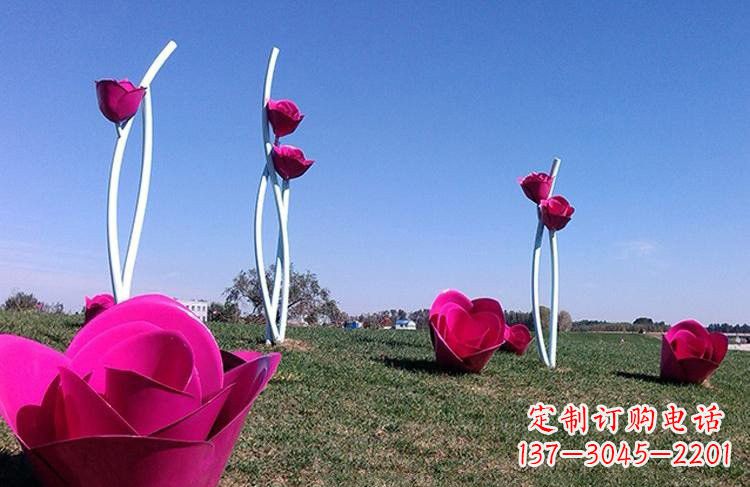 金华不锈钢彩色玫瑰花雕塑
