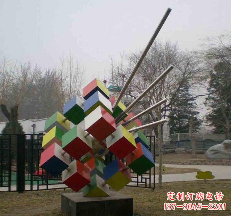 金华不锈钢彩色魔方雕塑