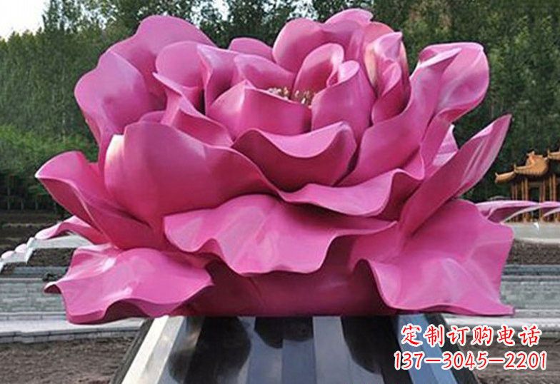 金华不锈钢彩色牡丹花雕塑