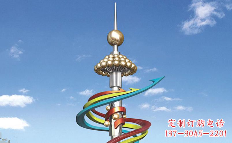 金华不锈钢彩色飘带广场景观雕塑