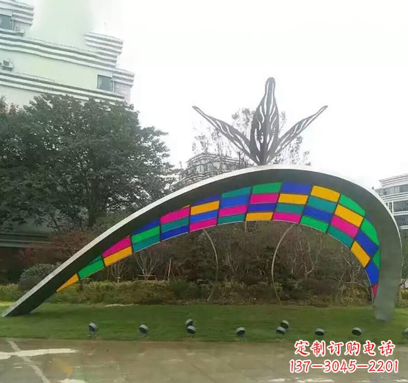 金华不锈钢彩色拼接拱门雕塑