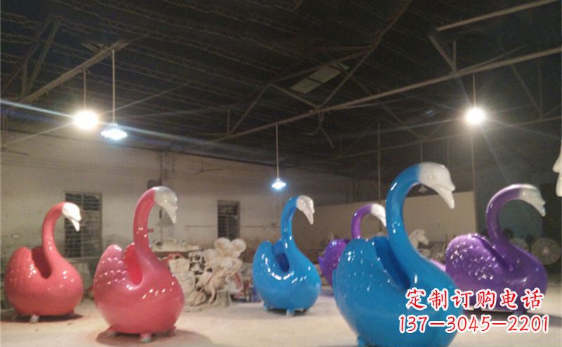 金华不锈钢彩色天鹅——精美的动物雕塑