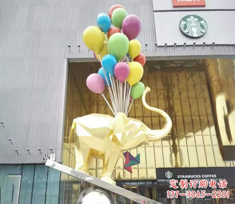金华不锈钢踩球的小象雕塑