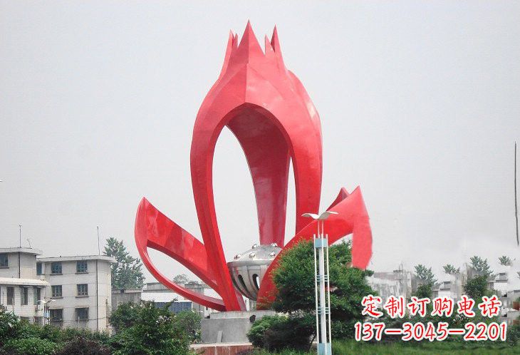 金华不锈钢城市抽象莲花和莲蓬雕塑