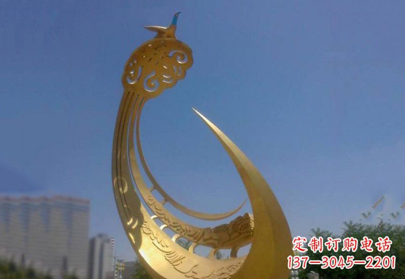 金华凤凰展翅高飞——不锈钢城市大型抽象创意雕塑