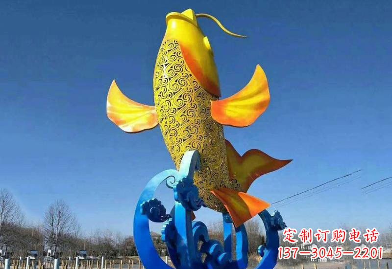 金华不锈钢鲤鱼雕塑——城市的一道风景线