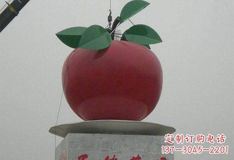 金华不锈钢城市大型苹果雕塑象征着城市繁荣