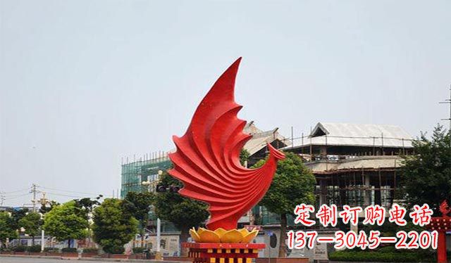 金华不锈钢凤凰雕塑象征着城市繁荣