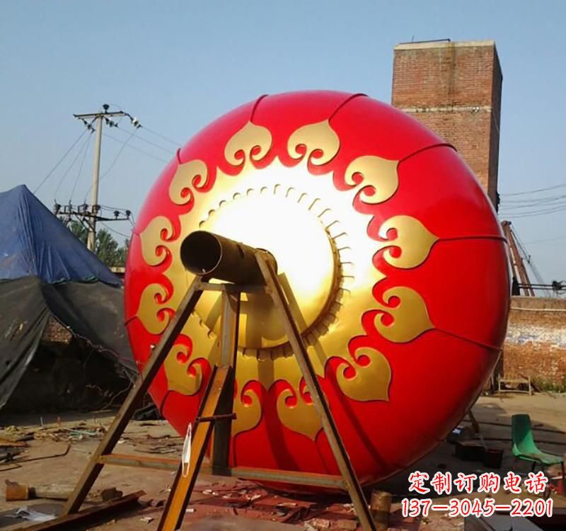 金华不锈钢城市红色灯笼雕塑灯笼象征着繁荣