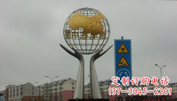 金华不锈钢城市景观中的地球雕塑