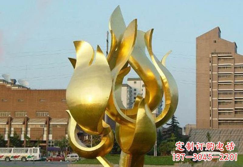 金华不锈钢城市喷漆抽象荷花雕塑