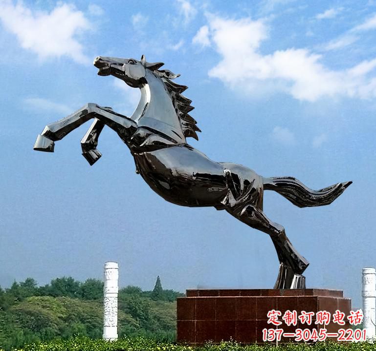 金华不锈钢城市艺术奔马雕塑精美的艺术之作