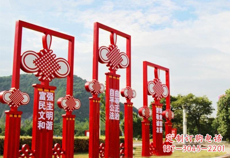金华不锈钢城市中国结社会主义核心价值观雕塑展现社会主义核心价值观