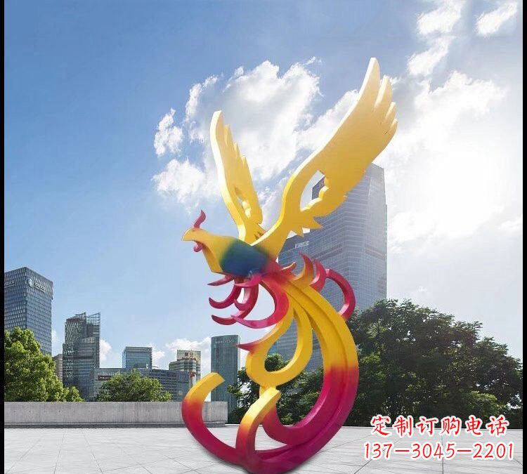 金华绚丽多彩的不锈钢凤凰雕塑