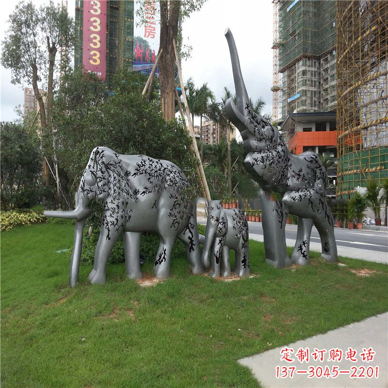 金华不锈钢大象雕塑小区园林的精美装饰