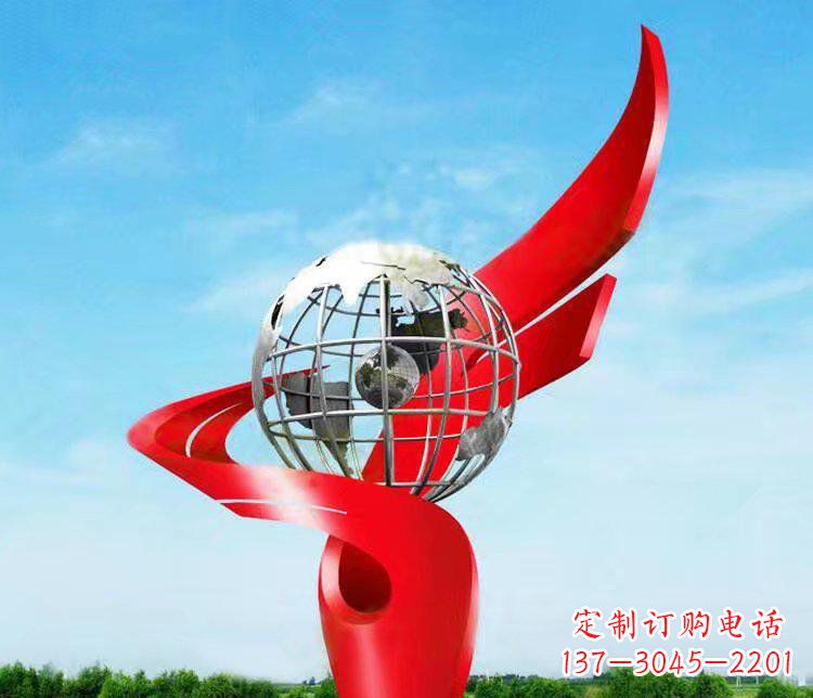金华不锈钢抽象地球雕塑 (2)
