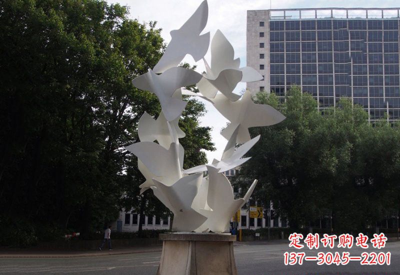 金华美丽而宁静的不锈钢和平鸽雕塑