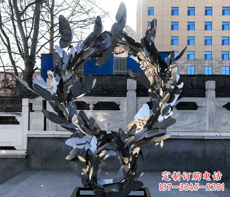 金华不锈钢蝴蝶花环景观雕塑