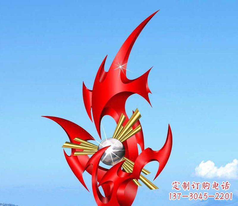 金华不锈钢抽象火苗雕塑 (2)