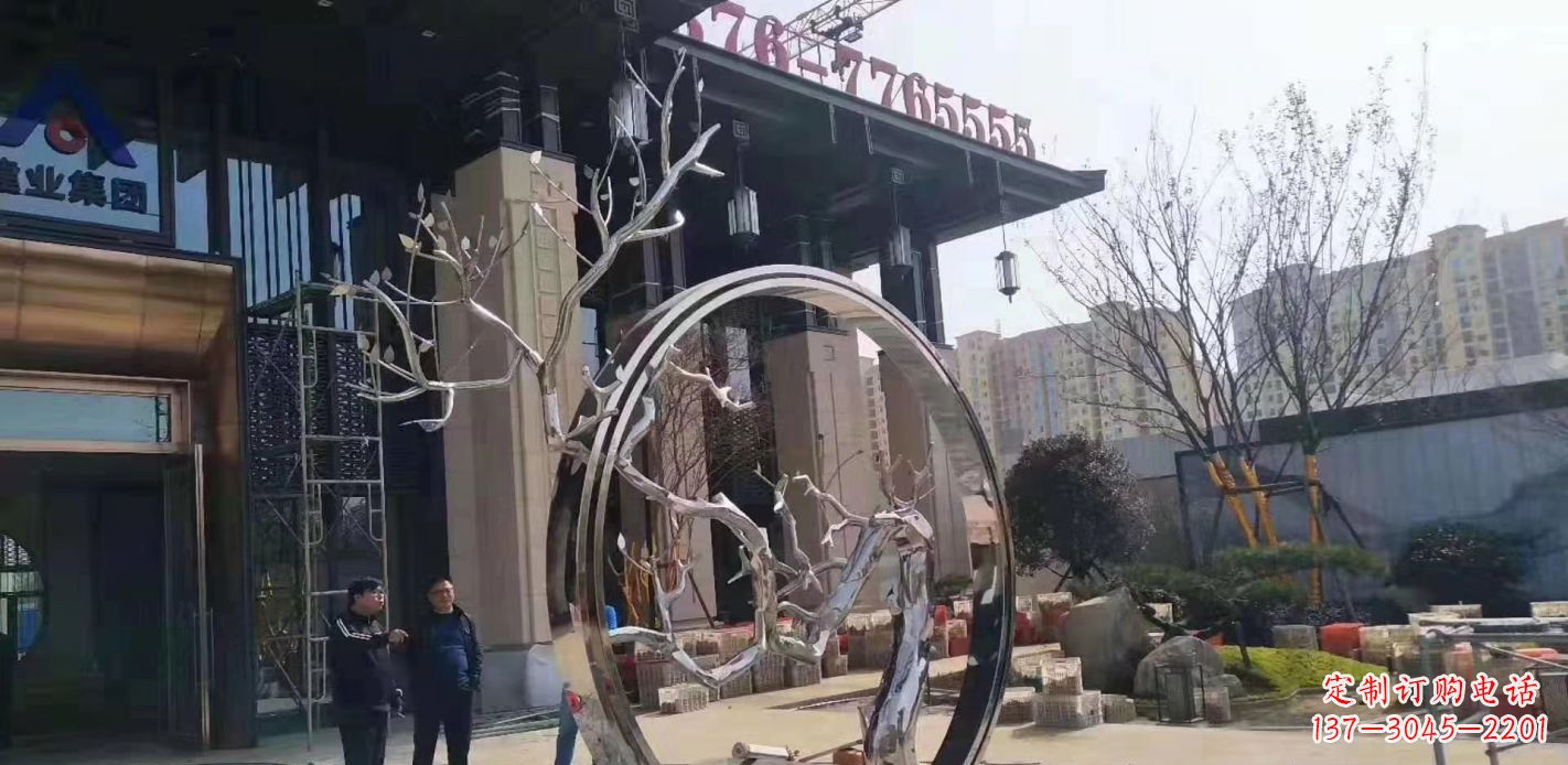 金华不锈钢抽象镜面圆环雕塑