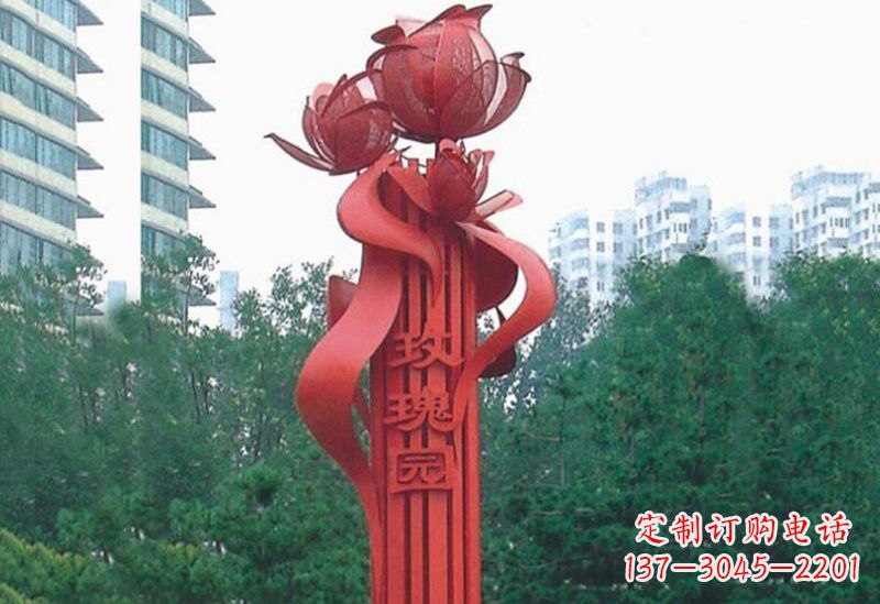 金华不锈钢玫瑰雕塑精美而优雅