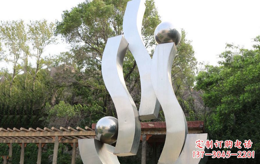 金华不锈钢飘带雕塑美化小区景观