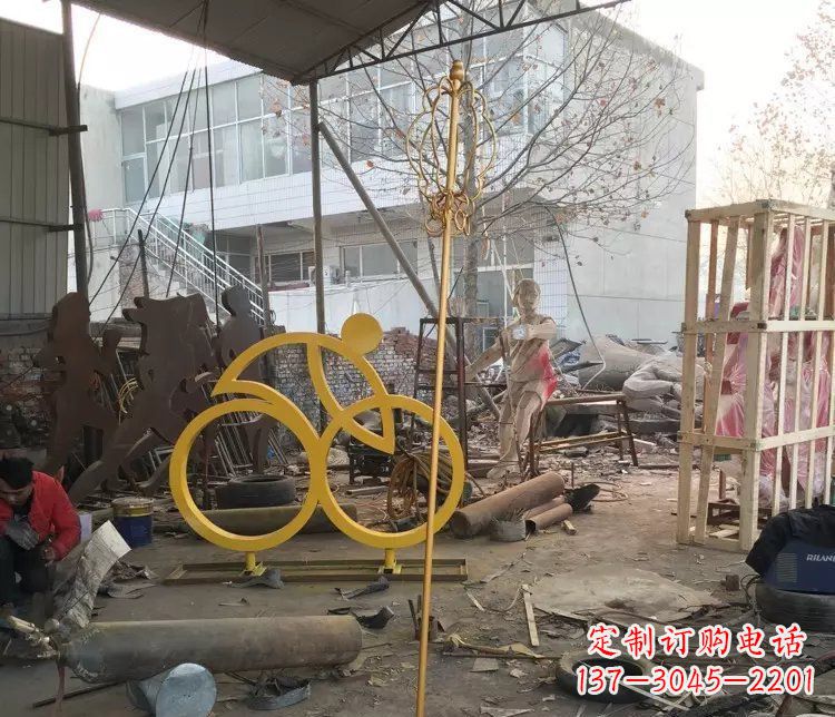 金华不锈钢自行车雕塑——象征着健康、积极的生活方式