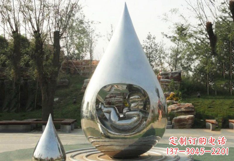 金华不锈钢水滴雕塑缔造生命之源