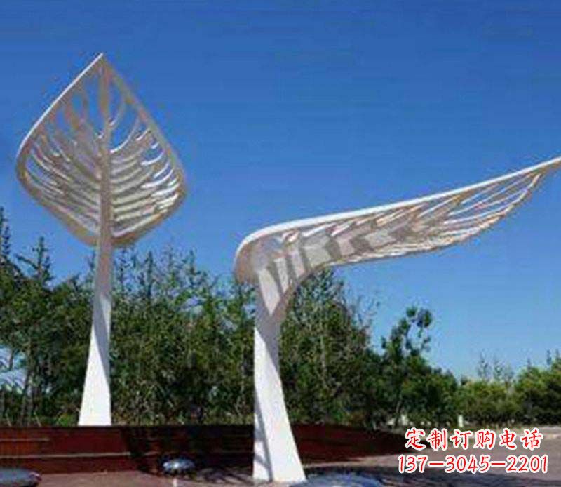 金华精美不锈钢树叶雕塑