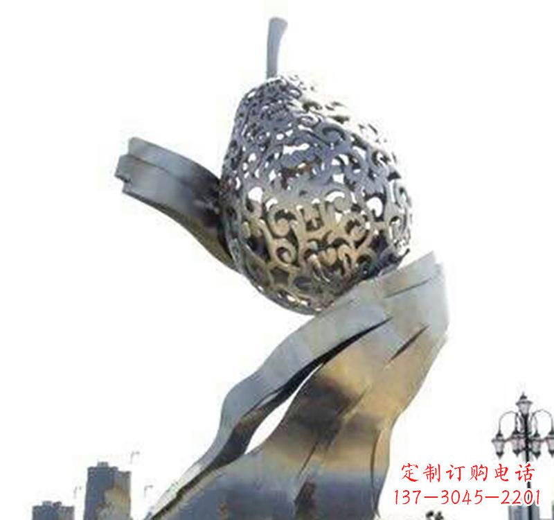 金华不锈钢梨雕塑艺术结合精美外形