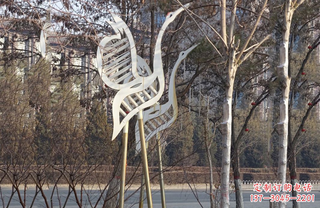 金华不锈钢仙鹤雕塑精致的艺术之作