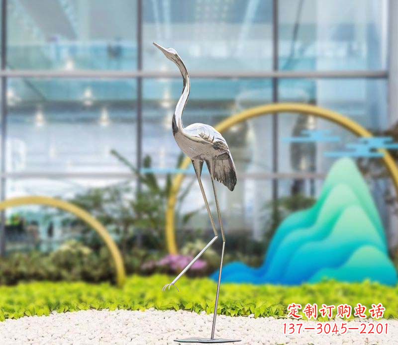 金华不锈钢仙鹤雕塑传承中国古典文化