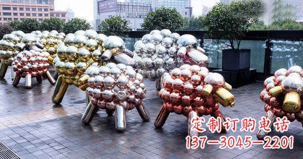 金华不锈钢动物雕塑——小羊肖恩动物广场