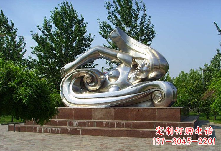 金华浪漫游泳不锈钢女孩雕塑
