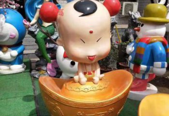 金华玻璃钢元宝娃娃雕塑招财进宝