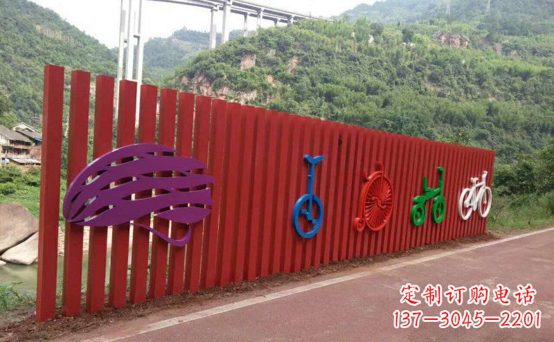 金华不锈钢自行车雕塑点缀公园景观