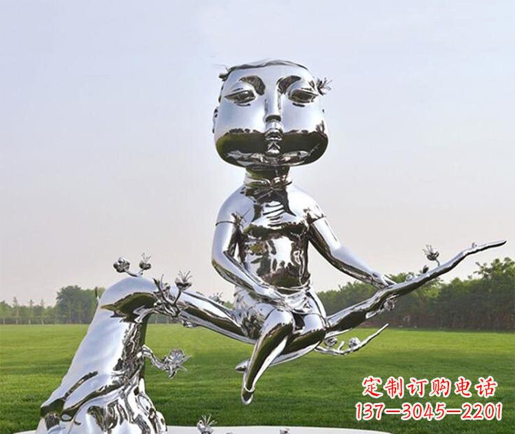 金华不锈钢树枝上的女孩雕塑