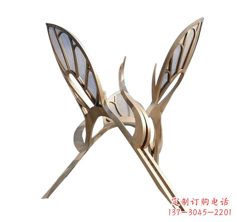 金华不锈钢大型抽象仙鹤雕塑
