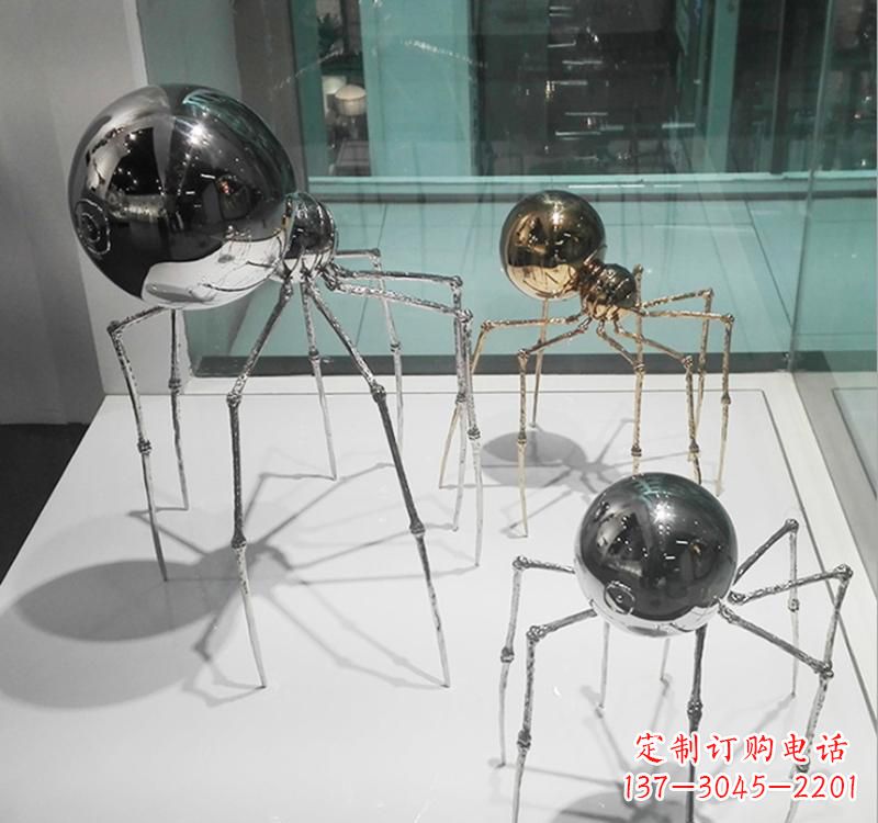 金华不锈钢大型景观蜘蛛雕塑