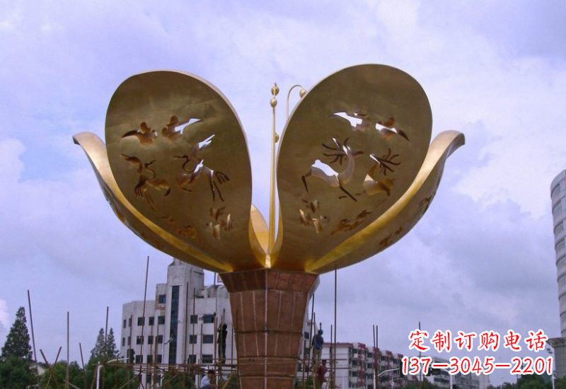 金华大型不锈钢紫荆花雕塑